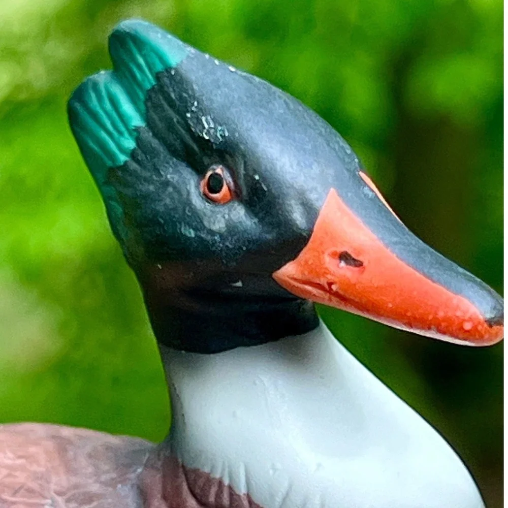 Bird Figurine Red Breasted Merganser Hand Painted Ceramic Vintage Animal Decor